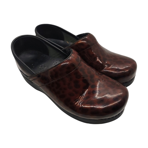 Dansko Women's Professional Leopard Print Clog Tortoise Shell Patent 6.5-7 - Picture 5 of 12